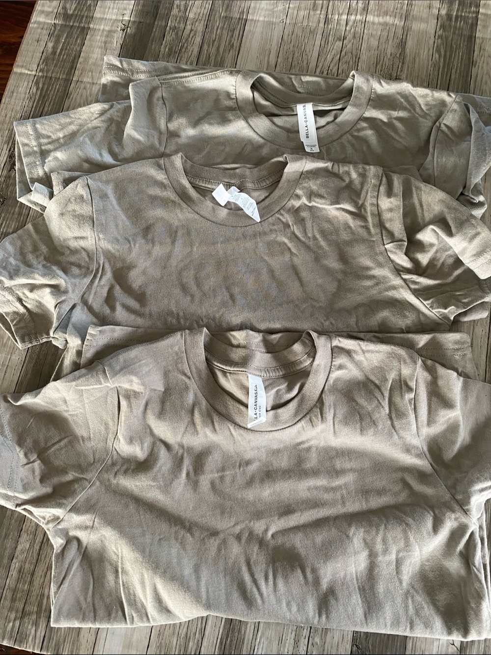 LOT OF 3– KHAKI BELLA + CANVAS YOUTH TEES